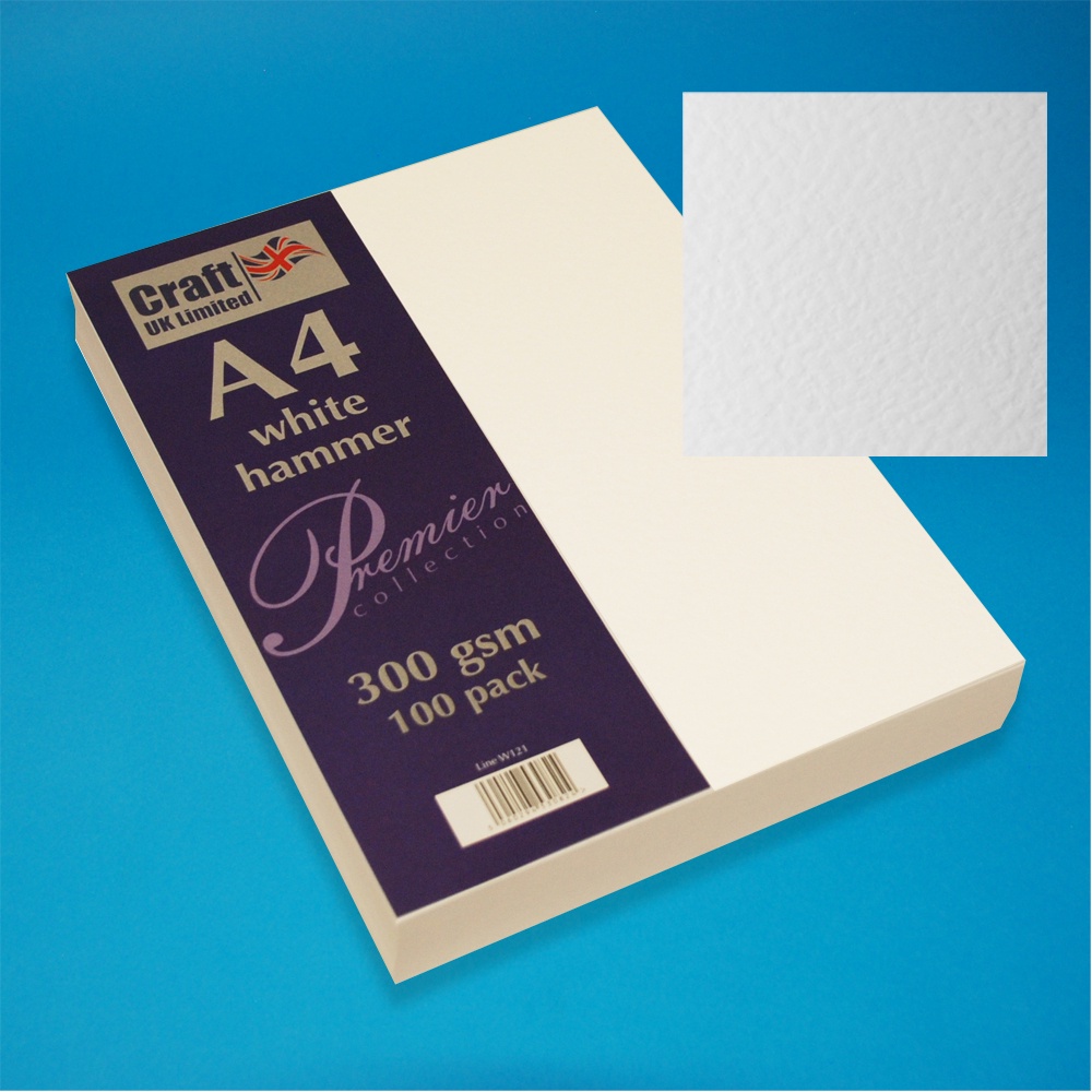 Craft UK A4 White Hammered Card 100 pck