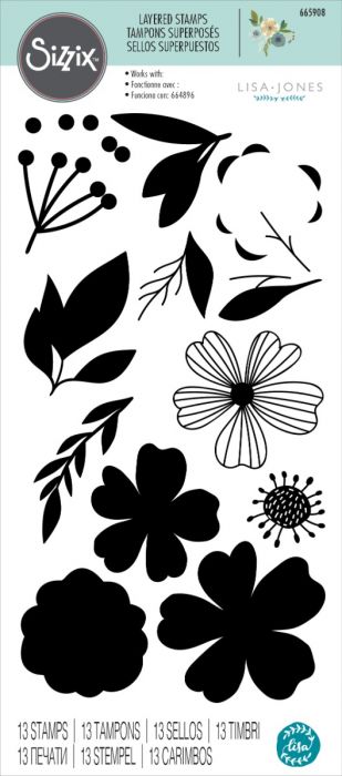 Sizzix - Layered Clear Stamps Set -13PK Summer Blossoms by Lisa Jones - Image 2