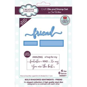 Creative Expressions Sue Wilson Bold Shadowed Sentiments Friend Craft Die and Stamp Set