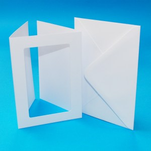 Craft UK - A6 White Hammered Tri-Fold Rectangle Aperture Cards & Envelopes 10 pack