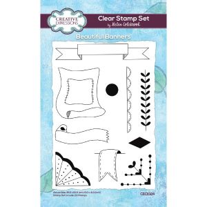 Creative Expressions - Helen Colebrook - Beautiful Banners  - 4 in x 6 in Clear Stamp Set