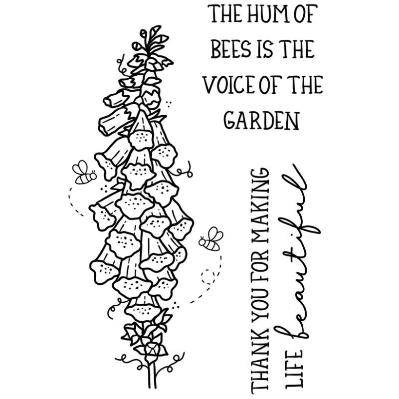 Creative Expressions - Sam Poole - Foxglove and Bees 6 in x 4 in Clear Stamp Set - Image 2
