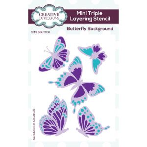 Creative Expressions - Butterfly Background - Mini Triple Layering Stencil 4 in x 3 in Set of 3