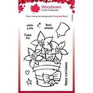 Woodware - Clear Singles - Potted Poinsettias 4 in x 6 in Stamp