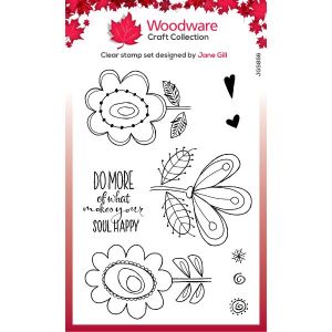 Woodware Clear -Singles Petal Doodles Happy Soul - 4 in x 6 in Stamp Set