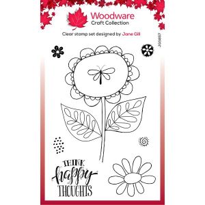 Woodware Clear Singles -  Petal Doodles Happy Thoughts - 4 in x 6 in Stamp Set