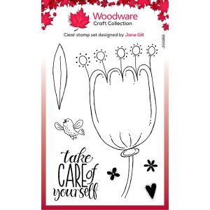 Woodware Clear Singles - Petal Doodles Take Care - 4 in x 6 in Stamp Set