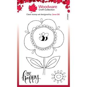 Woodware Clear Singles - Petal Doodles Be Happy - 4 in x 6 in Stamp Set