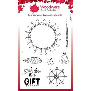 Woodware Clear Singles - Petal Doodles It's A Gift - 4 in x 6 in Stamp Set