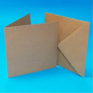 Craft UK - 5 x 5 kraft Card Blanks & Envelopes 50 Pack 280gsm