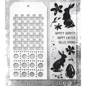Tim Holtz Mixed Media Stamps & Stencil - Spring Shadows