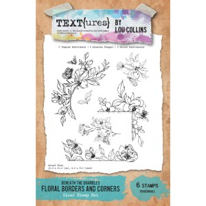 TEXT{ures} Beneath the Brambles Floral Borders and Corners 6in x 8in Clear Stamp Set
