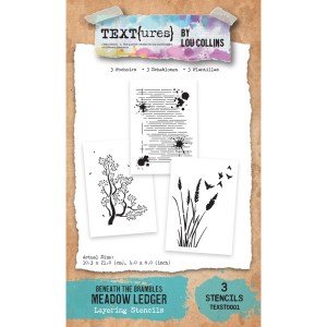 TEXT{ures} Beneath the Brambles Meadow Ledger 4in x 6in Layering Stencil Set