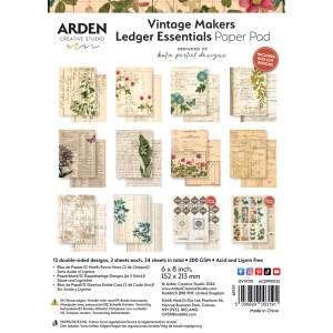 Arden Creative Studio Vintage Makers Ledger Essentials 6in x 8in Paper Pad