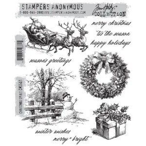 Tim Holtz Cling Rubber Stamps - Christmas Spirit CMS501 by Tim Holtz